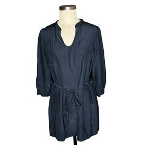 GRAHAM  & SPENCER Navy Blue Mini‎ Shirt Dress Women's Size Small Silk Classic